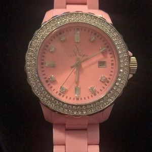 Pink toy watch with crystals